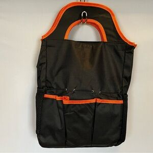 Garden Tool Storage Tote Bag, Black and Orange